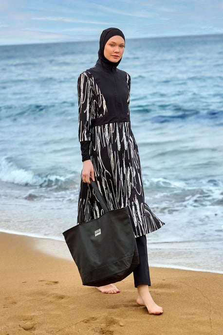 Svart heltäckande badkläder Burkini Set - Image 3