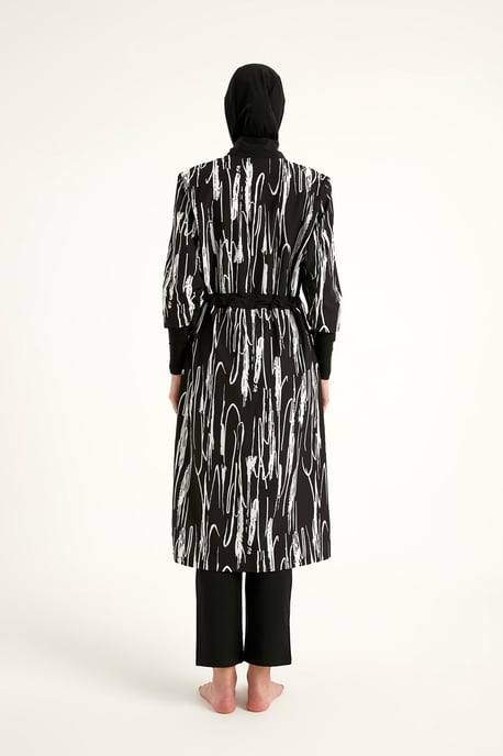 Svart heltäckande badkläder Burkini Set - Image 4