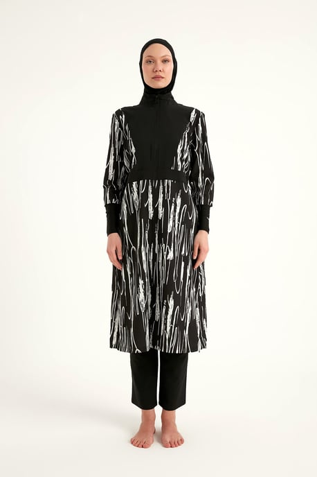 Svart heltäckande badkläder Burkini Set - Image 6