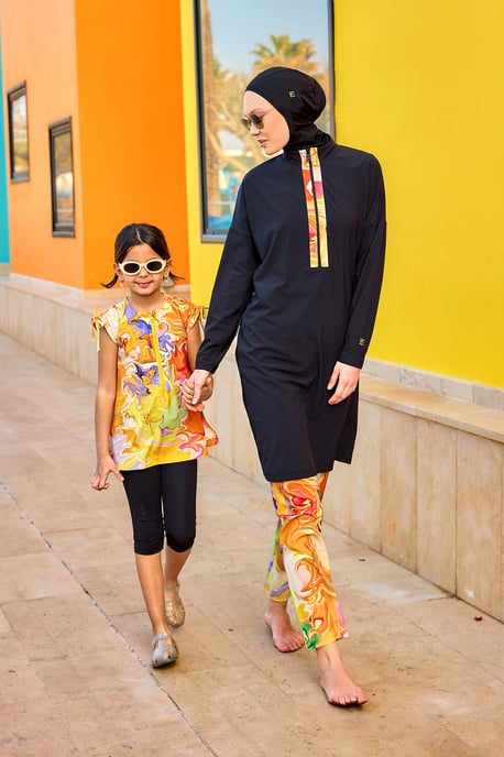 Black Full Coverage Swimwear Burkini Set - Image 1