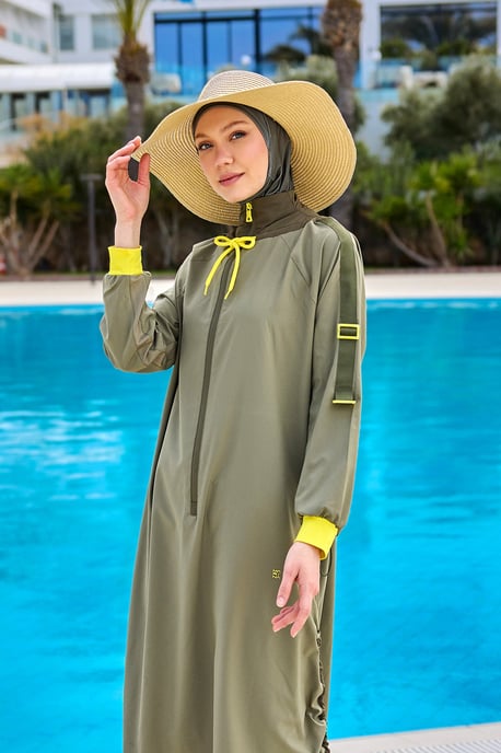 Kaki Burkini-set met volledige dekking - Image 1