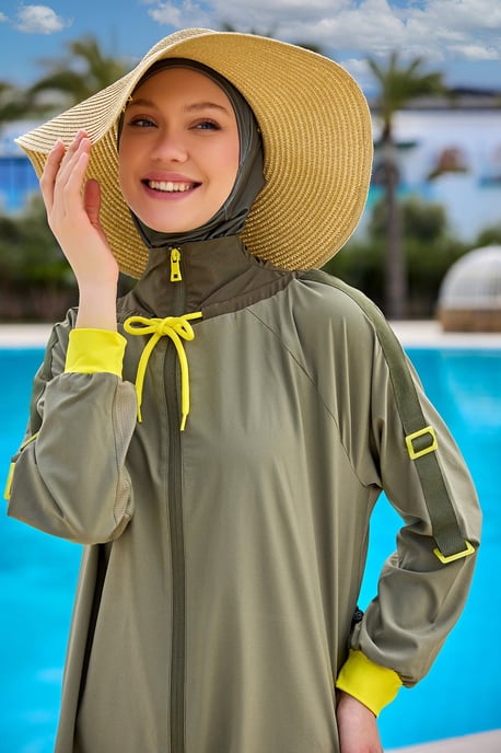 Khaki Heltäckande Badkläder Burkini Set - Image 2