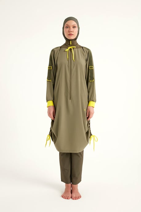 Khaki Heltäckande Badkläder Burkini Set - Image 3