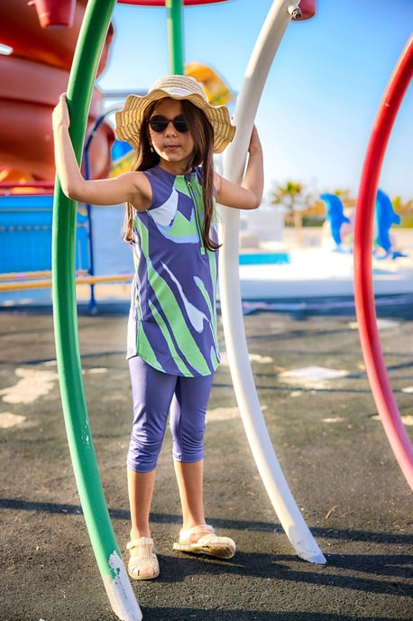 Marina Upf50+ Protected Girls' Modest Swimsuit Colorful - Image 2
