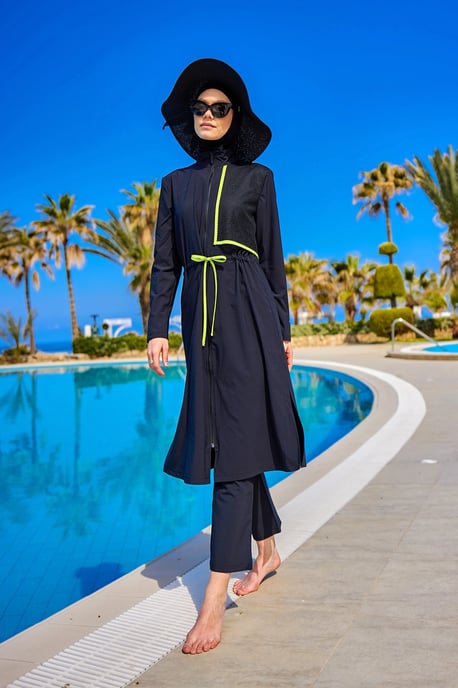 Svart heltäckande Modest Swimwear Burkini Set - Image 3