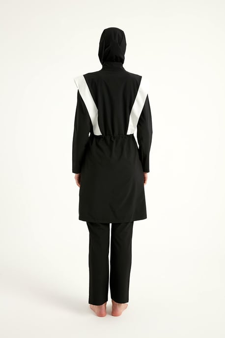 Zwarte verstelbare taille bescheiden Burkini-set - Image 6
