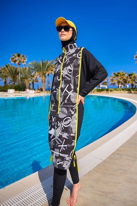 Svart heltäckande Modest Swimwear Burkini Set - Image 1