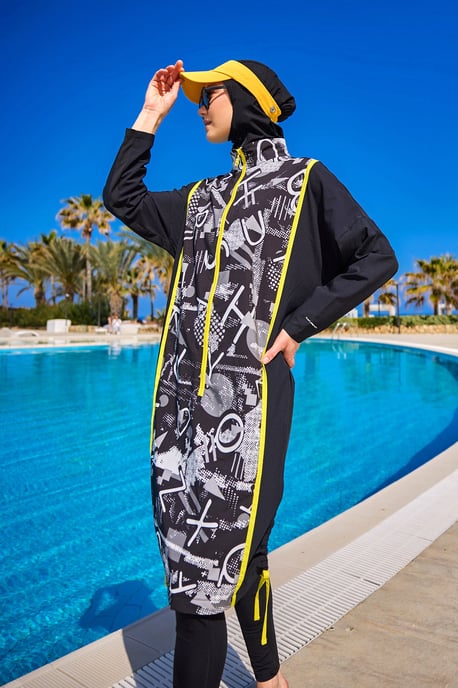 Svart heltäckande Modest Swimwear Burkini Set - Image 2