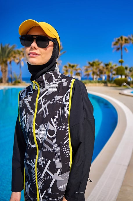 Svart heltäckande Modest Swimwear Burkini Set - Image 3