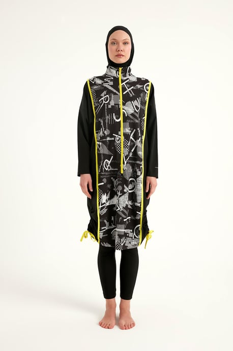 Svart heltäckande Modest Swimwear Burkini Set - Image 4