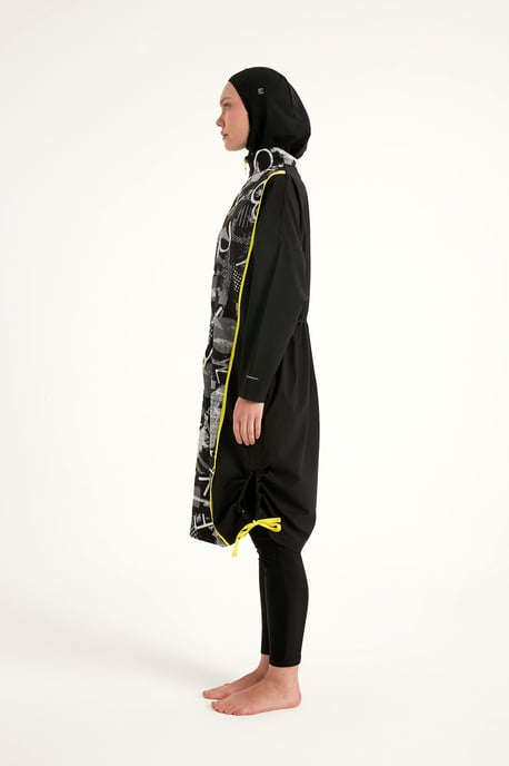Svart heltäckande Modest Swimwear Burkini Set - Image 5