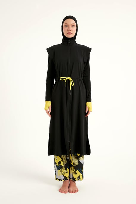 Marina zwarte islamitische badmode Burkini-set met volledige dekking - Image 4