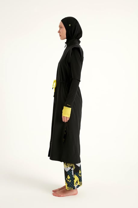 Marina zwarte islamitische badmode Burkini-set met volledige dekking - Image 5