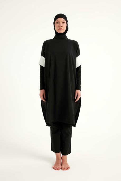 Black Burkini Set Full Coverage Modest Islamic Swimwear - Image 4