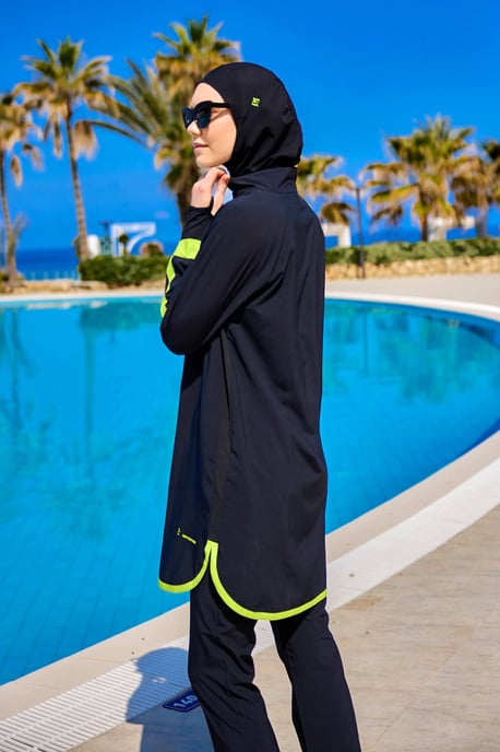 Marina Black Full-Coverage Modest Swimsuit - Image 2