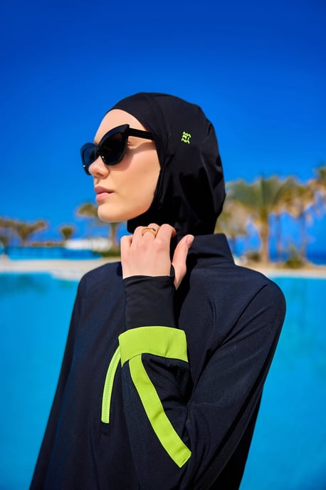 Marina Black Full-Coverage Modest Swimsuit - Image 3