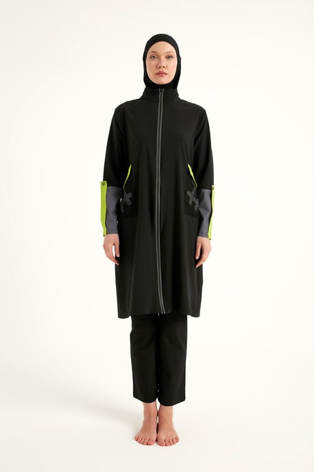 Svart heltäckande modest badkläder med meshficka - Image 4
