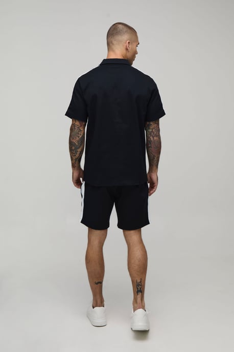 Twill Contrast Tape Regular Shirt & Relaxed Shorts Set - Image 2