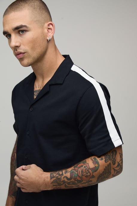 Twill Contrast Tape Regular Shirt & Relaxed Shorts Set - Image 3