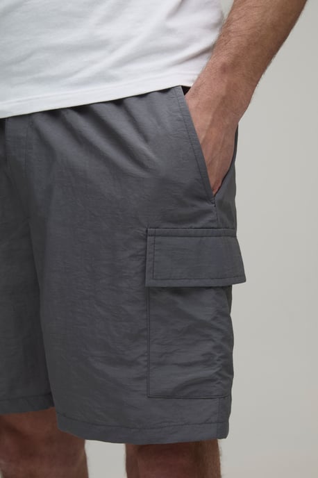 Relaxed Fit Elasticated Nylon Cargo Shorts - Image 3