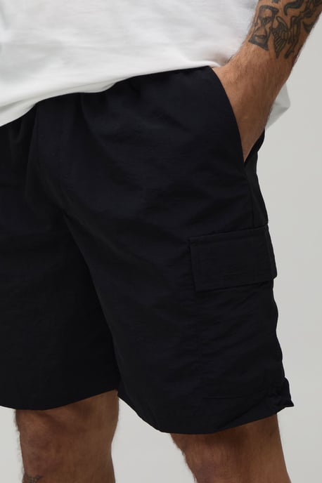 Relaxed Fit Elasticated Nylon Cargo Shorts - Image 3