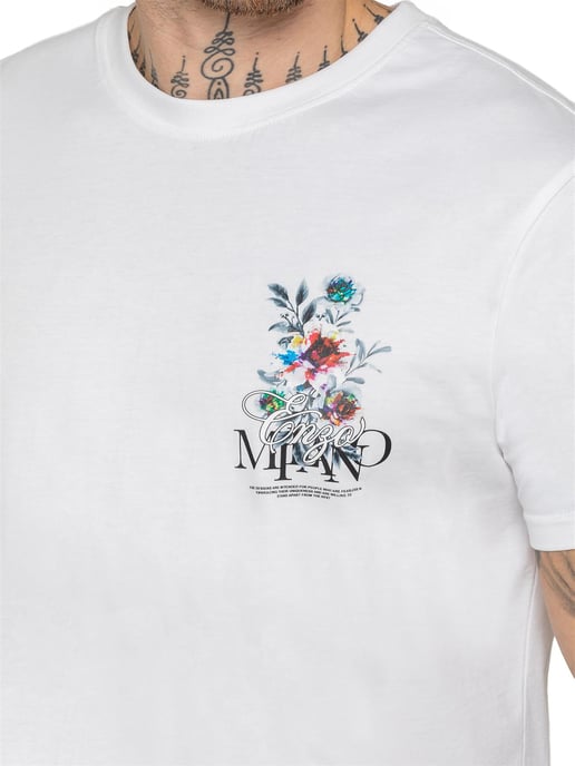 Enzo Milano | Mens Floral Graphic Print T-Shirt - Image 3