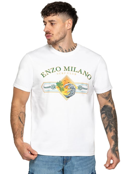 Enzo Milano | Mens Surf Club Print T-Shirt - Image 3