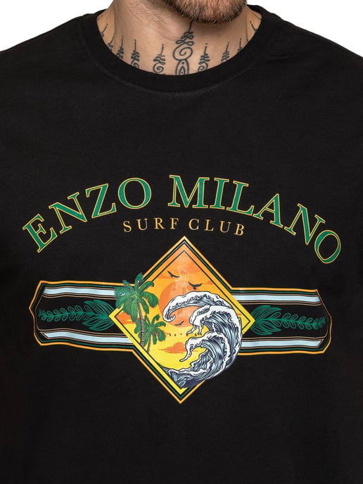 Enzo Milano | Mens Surf Club Print T-Shirt - Image 2