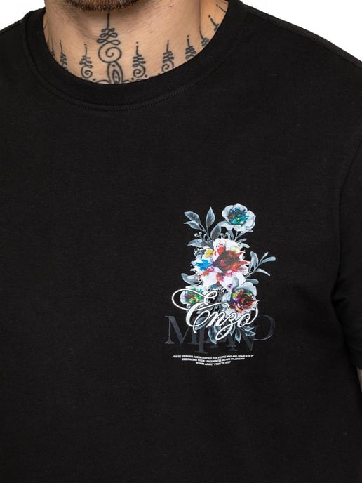 Enzo Milano | Mens Floral Graphic Print T-Shirt - Image 3