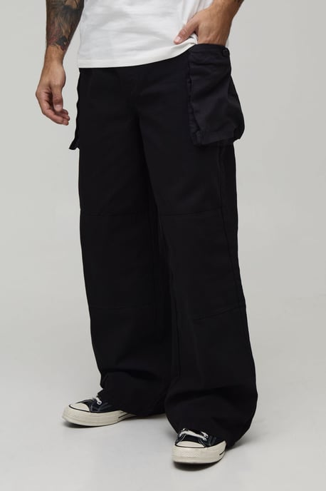 Baggy Fit Elasticated Bellow Pocket Cargo Trousers - Image 1