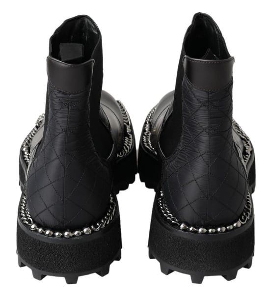 Dolce & Gabbana Black Leather Slip on Stretch Boots - Image 6