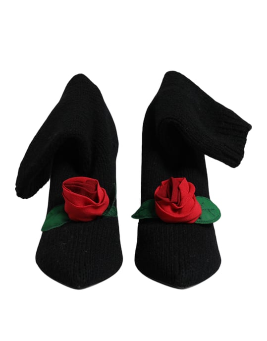 Dolce & Gabbana Svarta Stiletto Högklackade Stövlar Mid Calf Skor - Image 2