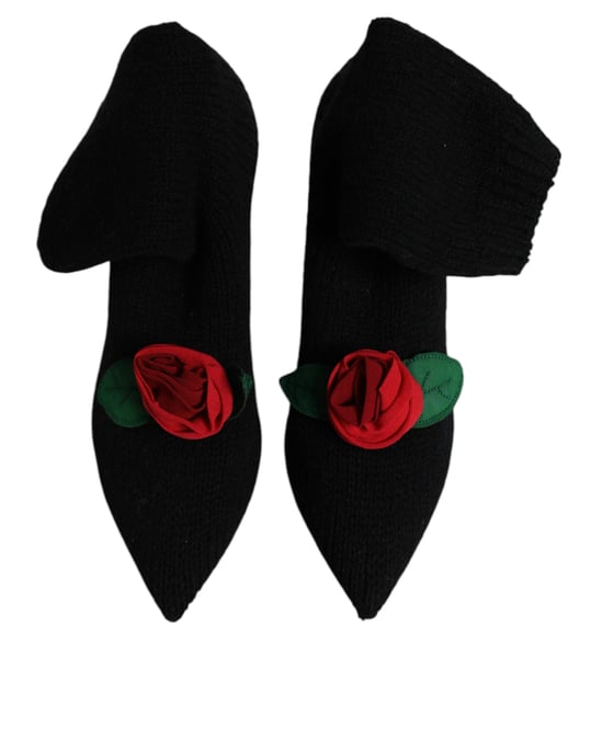 Dolce & Gabbana Svarta Stiletto Högklackade Stövlar Mid Calf Skor - Image 3