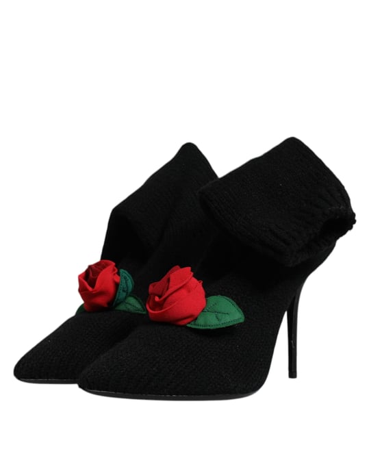Dolce & Gabbana Svarta Stiletto Högklackade Stövlar Mid Calf Skor - Image 4