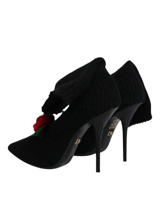 Dolce & Gabbana Svarta Stiletto Högklackade Stövlar Mid Calf Skor - Image 5