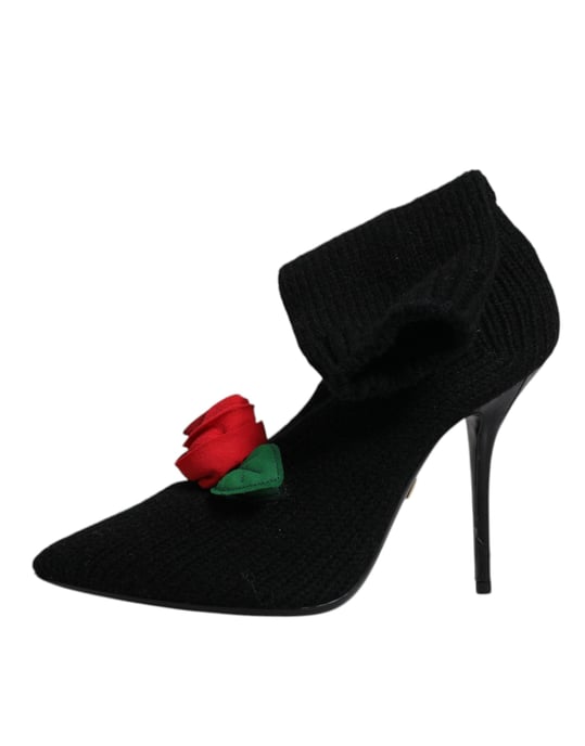 Dolce & Gabbana Svarta Stiletto Högklackade Stövlar Mid Calf Skor - Image 6