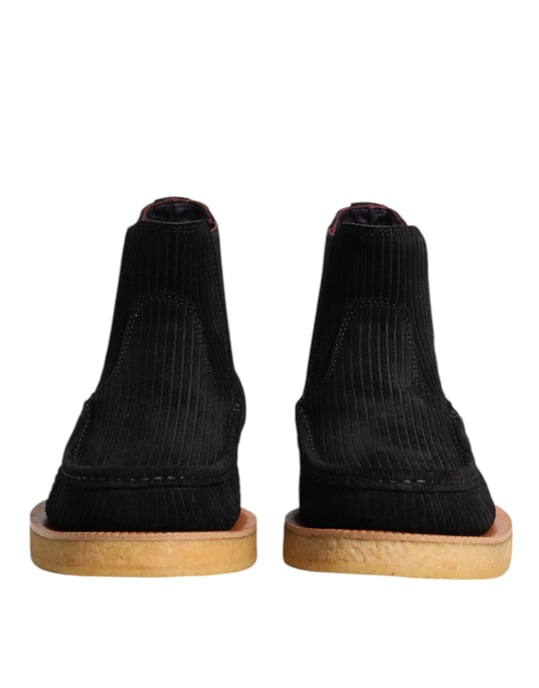 Dolce & Gabbana Svarta Kalf Suede Slip On Ankelskor - Image 2