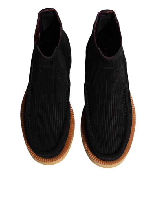Dolce & Gabbana Svarta Kalf Suede Slip On Ankelskor - Image 3