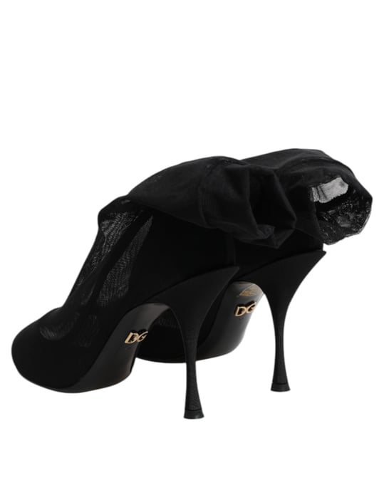 Dolce & Gabbana Zwarte Zijde Stretch Gaas Soklaarzen Schoenen - Image 5