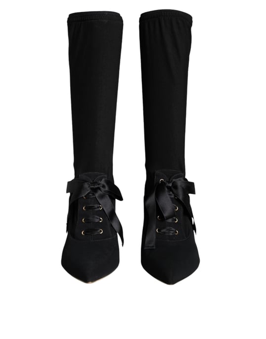 Dolce & Gabbana Zwarte Stiletto Hakken Halflange Laarsjes Schoenen - Image 2