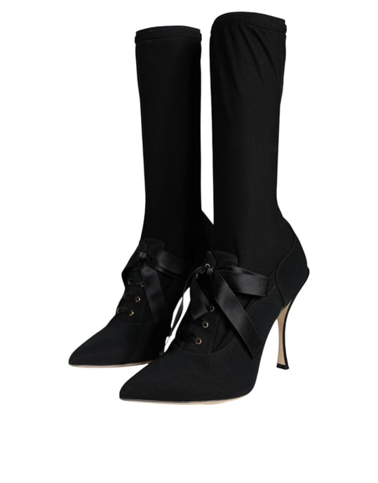 Dolce & Gabbana Zwarte Stiletto Hakken Halflange Laarsjes Schoenen - Image 3