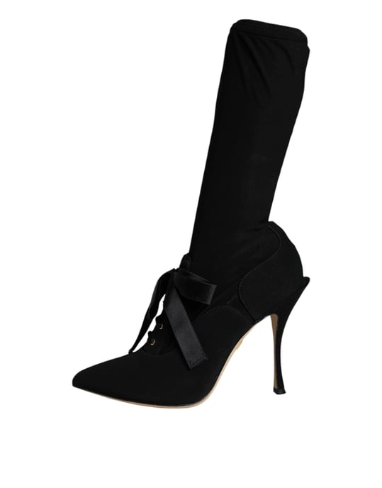 Dolce & Gabbana Zwarte Stiletto Hakken Halflange Laarsjes Schoenen - Image 4