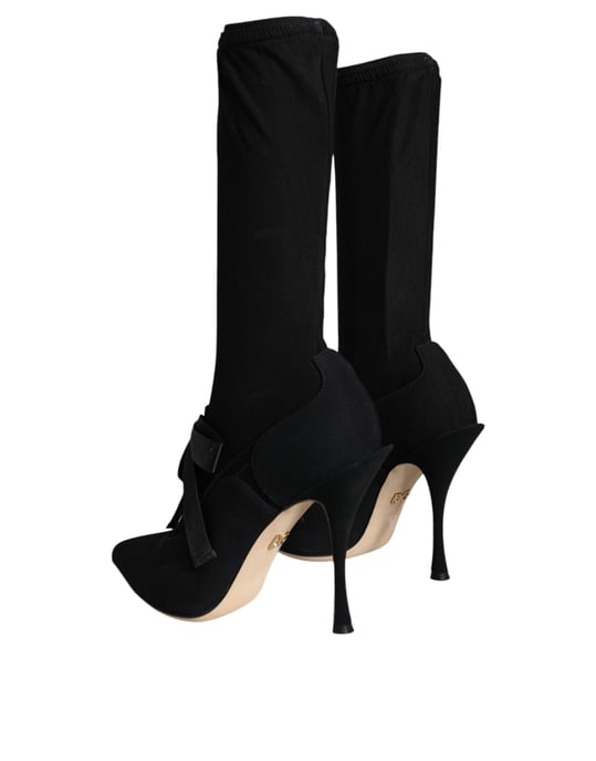 Dolce & Gabbana Zwarte Stiletto Hakken Halflange Laarsjes Schoenen - Image 5