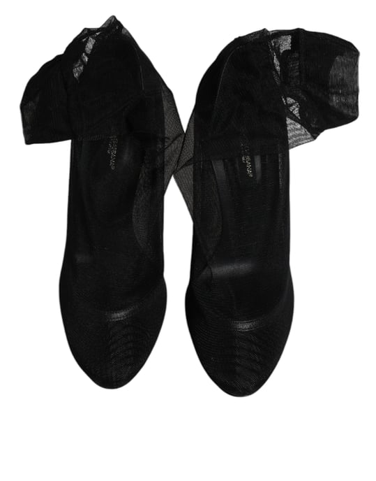 Dolce & Gabbana Zwarte Nylon Mesh Kousstijl Boots Schoenen - Image 3