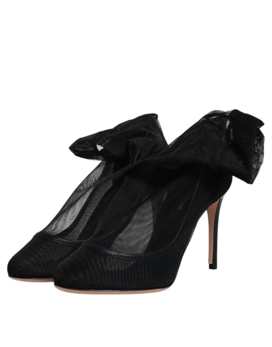 Dolce & Gabbana Zwarte Nylon Mesh Kousstijl Boots Schoenen - Image 4