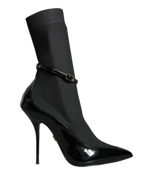 Dolce & Gabbana Svarta Läder Stiletto Boots Sömskor - Image 1