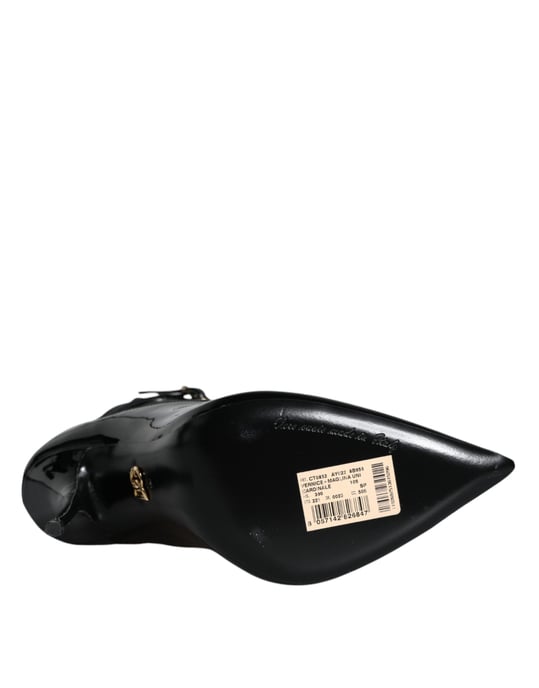 Dolce & Gabbana Svarta Läder Stiletto Boots Sömskor - Image 6