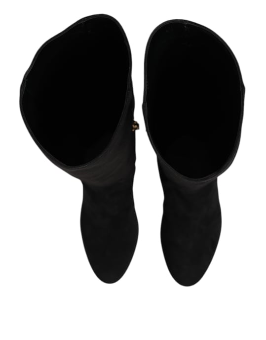 Dolce & Gabbana Zwarte Suède Leren Kniehoge Boots Schoenen - Image 3