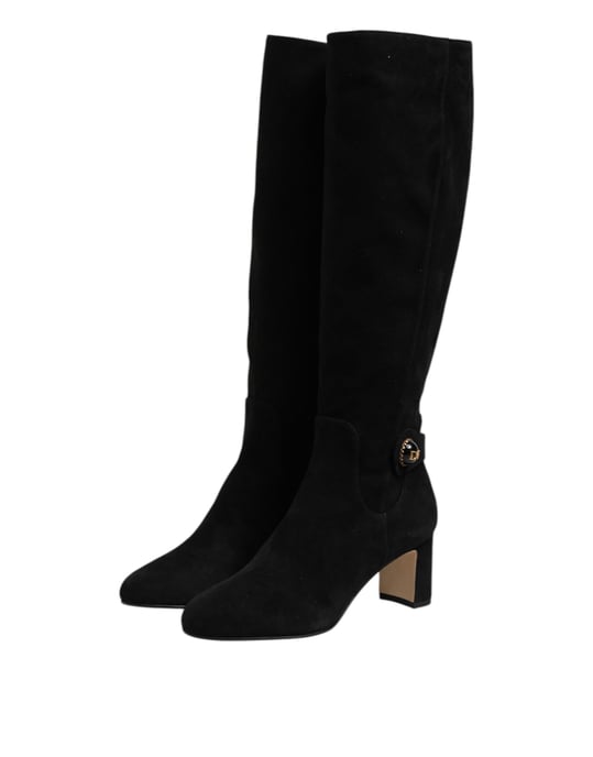 Dolce & Gabbana Zwarte Suède Leren Kniehoge Boots Schoenen - Image 4