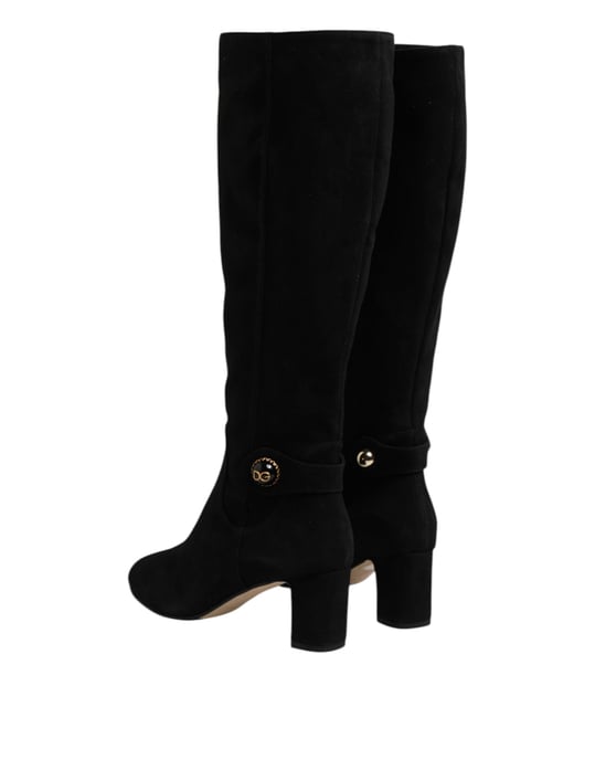 Dolce & Gabbana Zwarte Suède Leren Kniehoge Boots Schoenen - Image 5